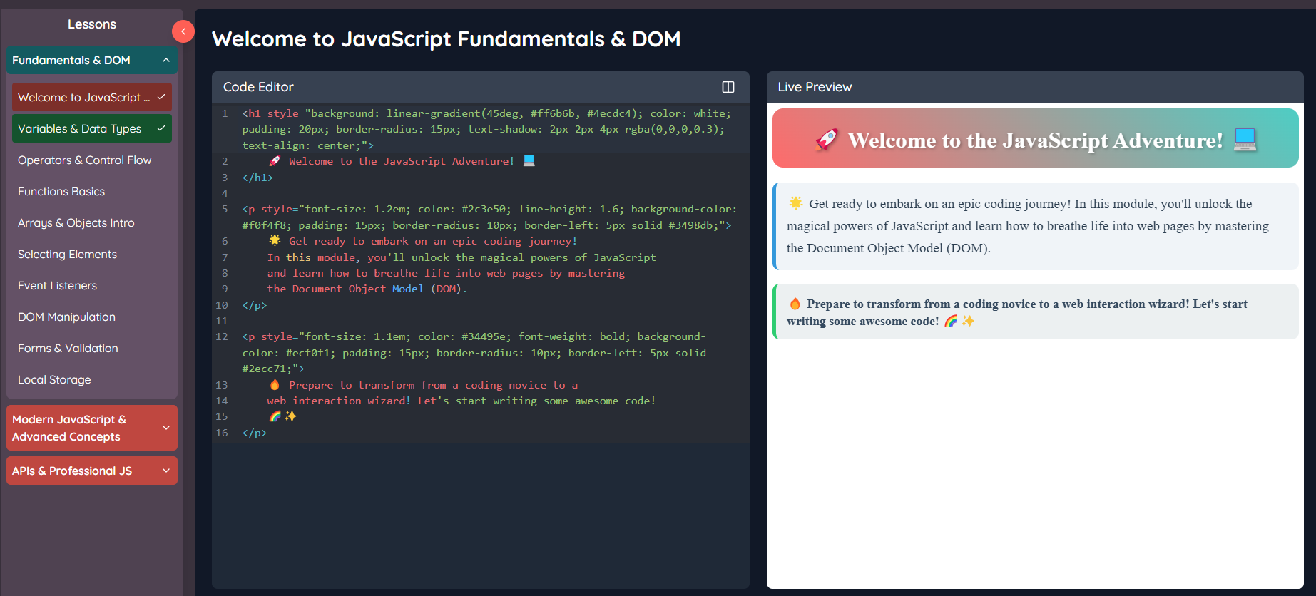 Interactive Code Editor